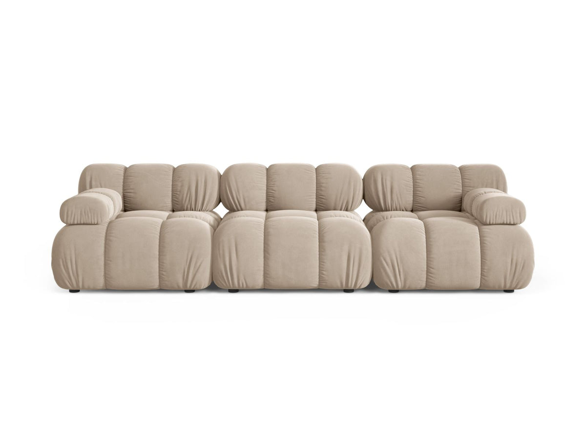 Divano Modulare in Velluto, "Bellis", 3 Posti, 282x94x70 - Beige