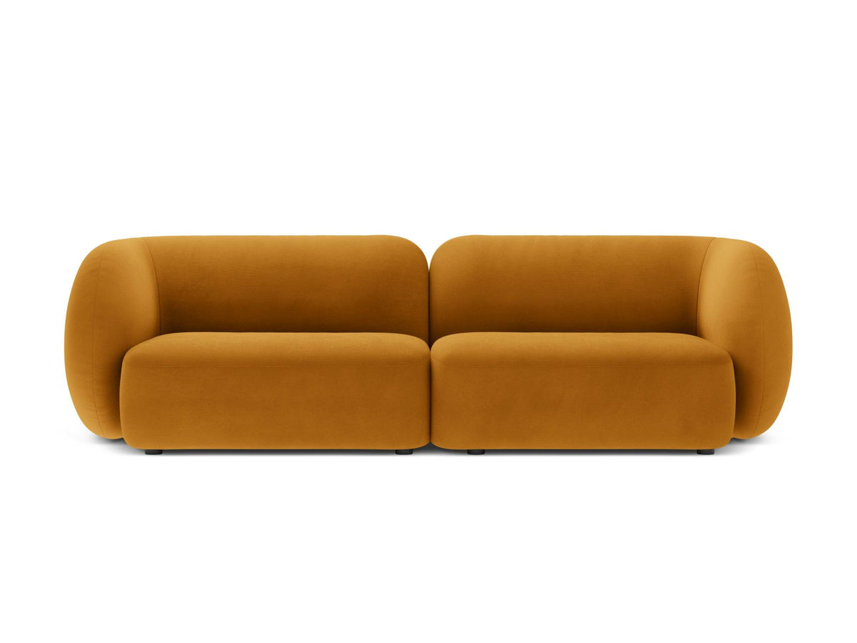 Divano Modulare in Velluto, "Kate", 4 Posti, 243x99x76 - Giallo