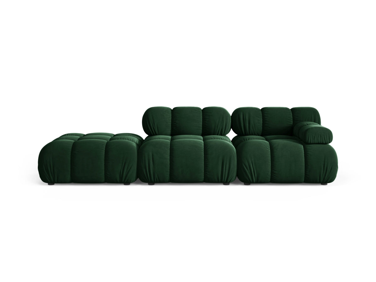 Divano Modulare Sinistro in Velluto, "Bellis", 4 Posti, 282x94x70 - Verde Bottiglia