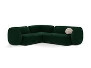 Divano Angolare Modulare Sinistro in Velluto, "Kate", 4 Posti, 252x220x76 - Verde Bottiglia