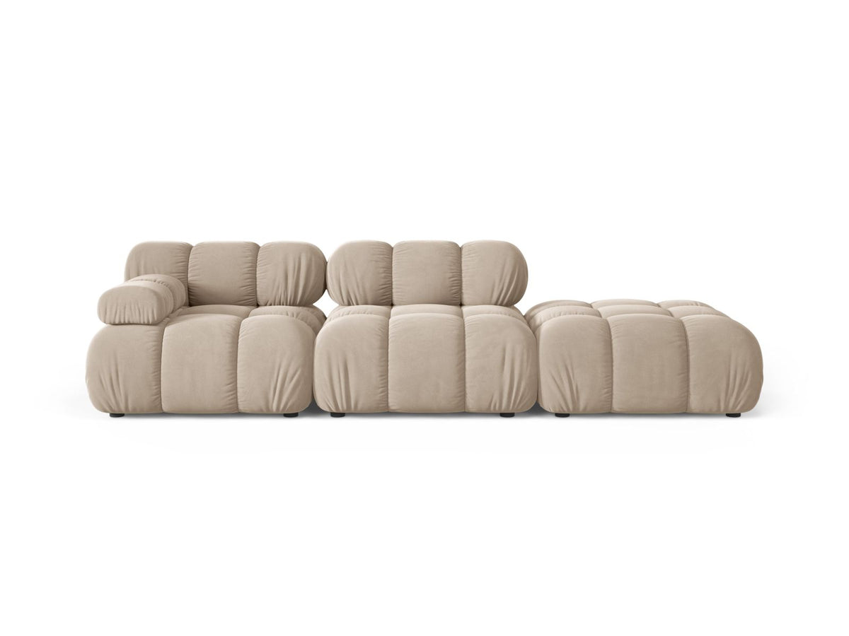 Divano Modulare Destro in Velluto, "Bellis", 4 Posti, 282x94x70 - Beige