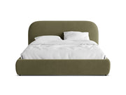 Letto con Contenitore e Testata in Velluto, "Murada", 226x233x100 - Verde