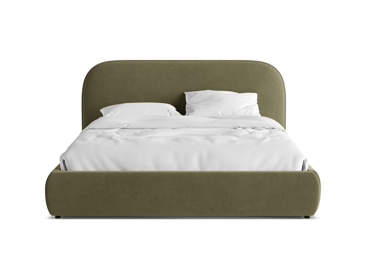 Letto con Contenitore e Testata in Velluto, "Murada", 226x233x100 - Verde