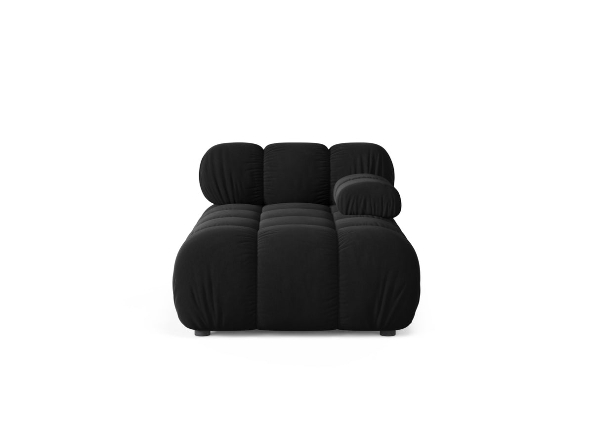 Chaise Longue Destra in Velluto, "Bellis", 1 Posto, 155x94x70 - Nero