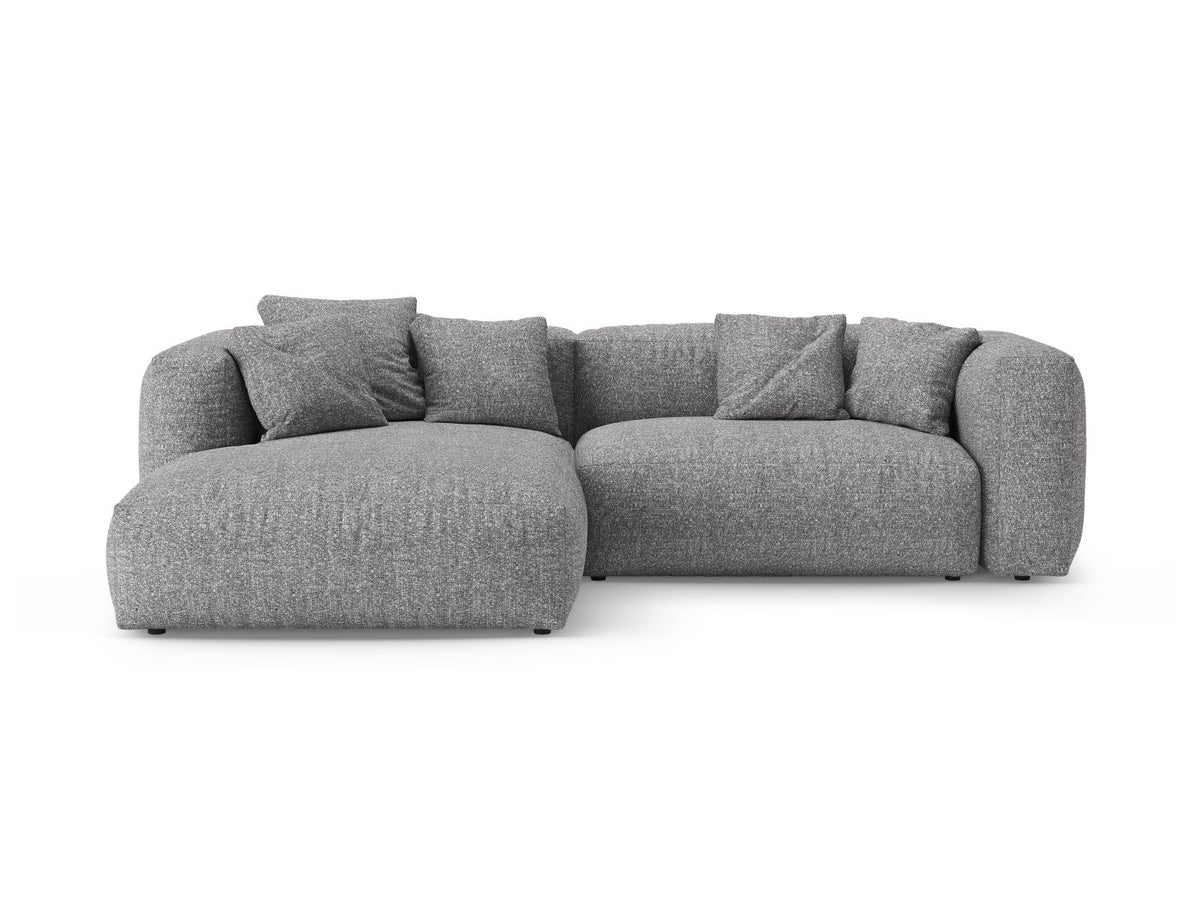 Divano Angolare Sinistro Letto con Contenitore in Bouclé, "Martina", 4 Posti, 280x170x75 - Grafite