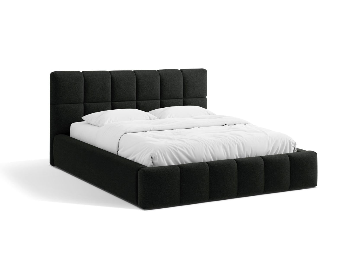 Letto Contenitore con Testata Bellis - Nero 180x200