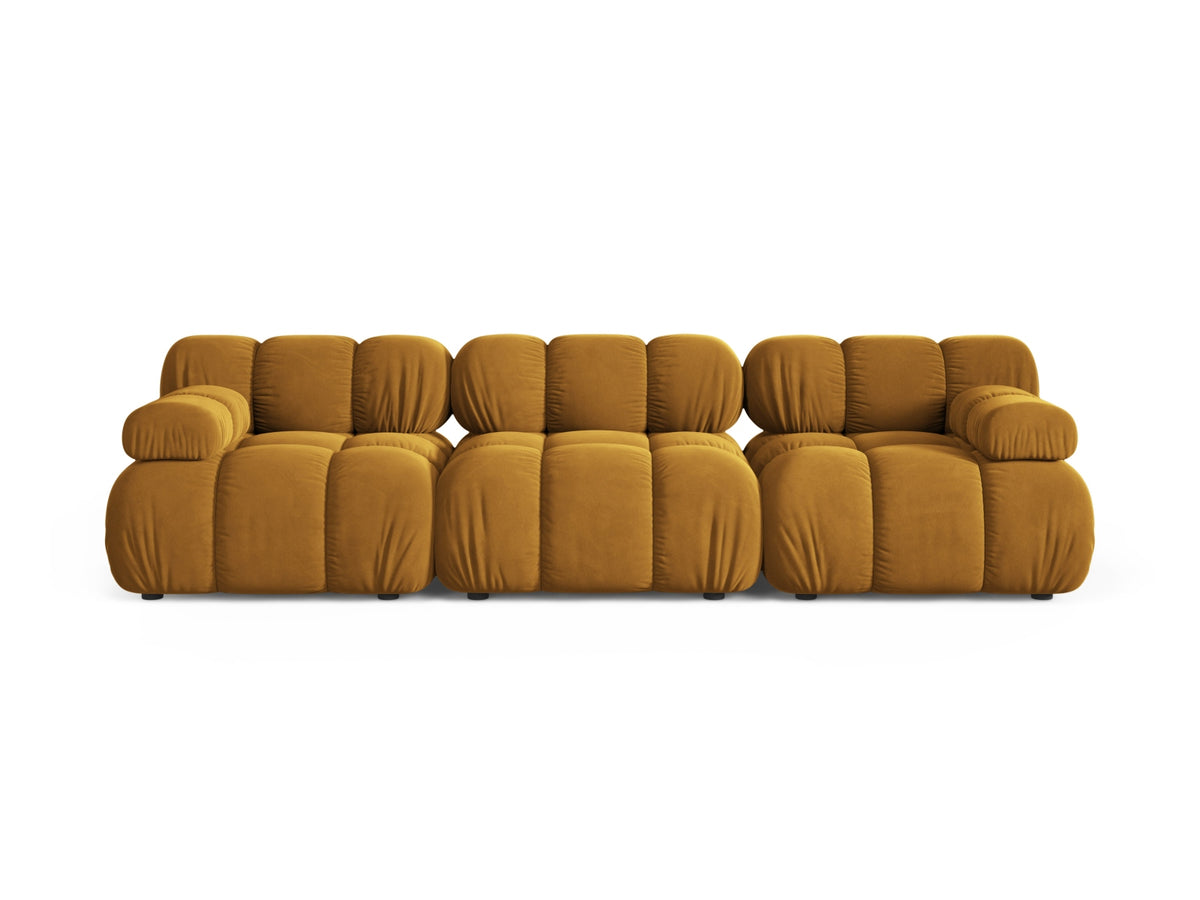 Divano Modulare in Velluto, "Bellis", 3 Posti, 282x94x70 - Giallo