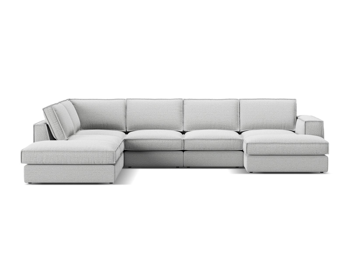 Divano Panoramico Modulare Angolare Sinistro, "Pola", 5 Posti, 362x259x88 - Grigio Chiaro