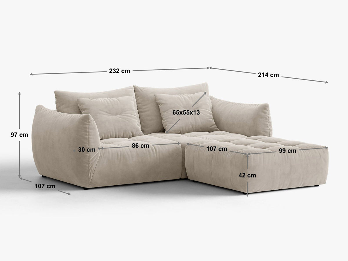 Divano Componibile Bloom, 3 Posti, 214x232x97