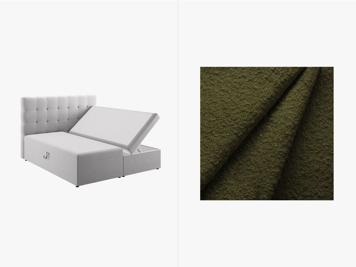 Letto Boxspring con Testata, Materasso e Topper Mamaia - Verde Oliva Scuro 160x200
