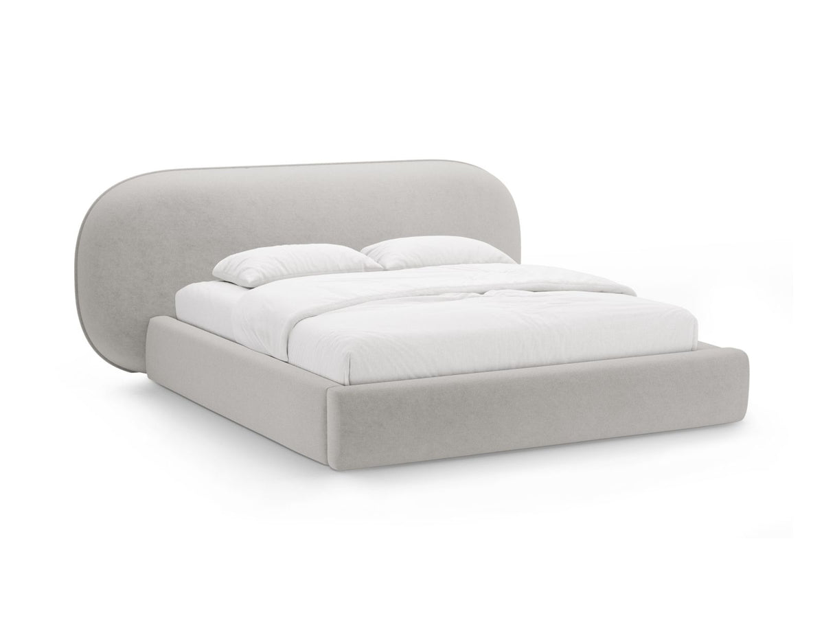 Letto con Contenitore e Testata, "Ovalo", 234x270x96 - Grigio Chiaro