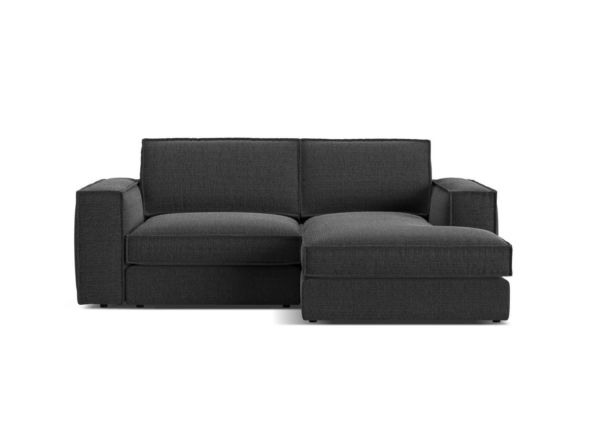 Divano Angolare Modulare Destro, "Pola", 2 Posti, 226x158x88 - Nero