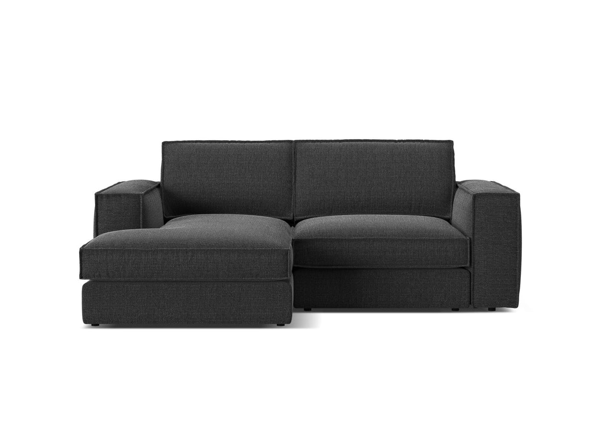 Divano Angolare Modulare Sinistro, "Pola", 2 Posti, 226x158x88 - Nero
