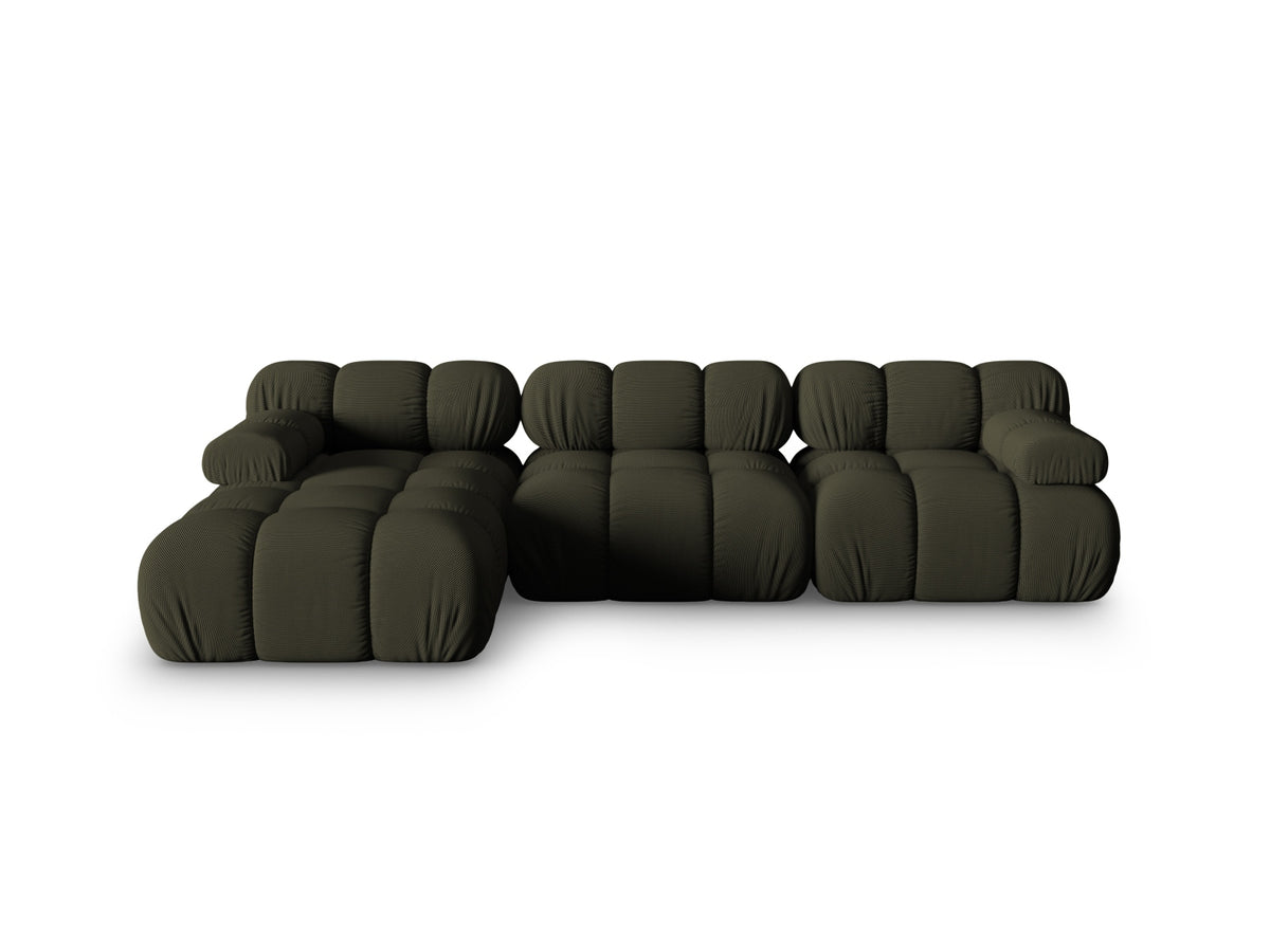 Divano Angolare Modulare Sinistro, "Bellis", 4 Posti, 282x155x70 - Verde Amazon