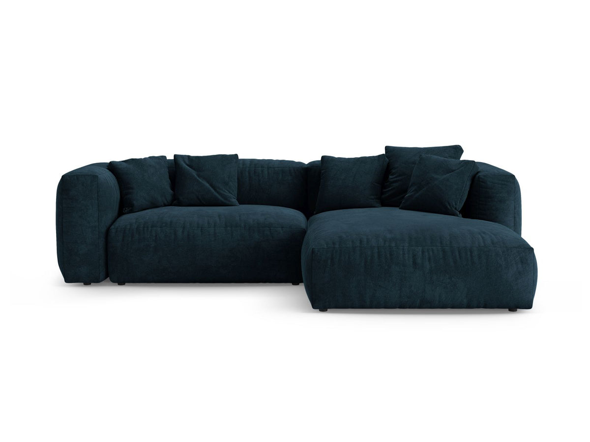 Divano Angolare Destro con Funzione Letto in Velluto, "Martina", 4 Posti, 280x170x75 - Petrolioio Profondo