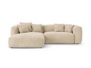 Divano Angolare Sinistro con Funzione Letto in Velluto, "Martina", 4 Posti, 280x170x75 - Beige Chiaro
