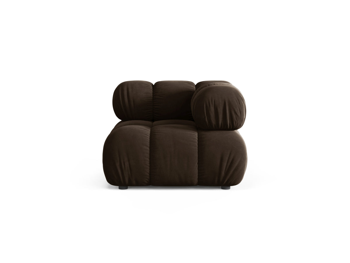 Modulo Angolare in Velluto, "Bellis", 1 Posto, 94x94x70 - Marrone Scuro