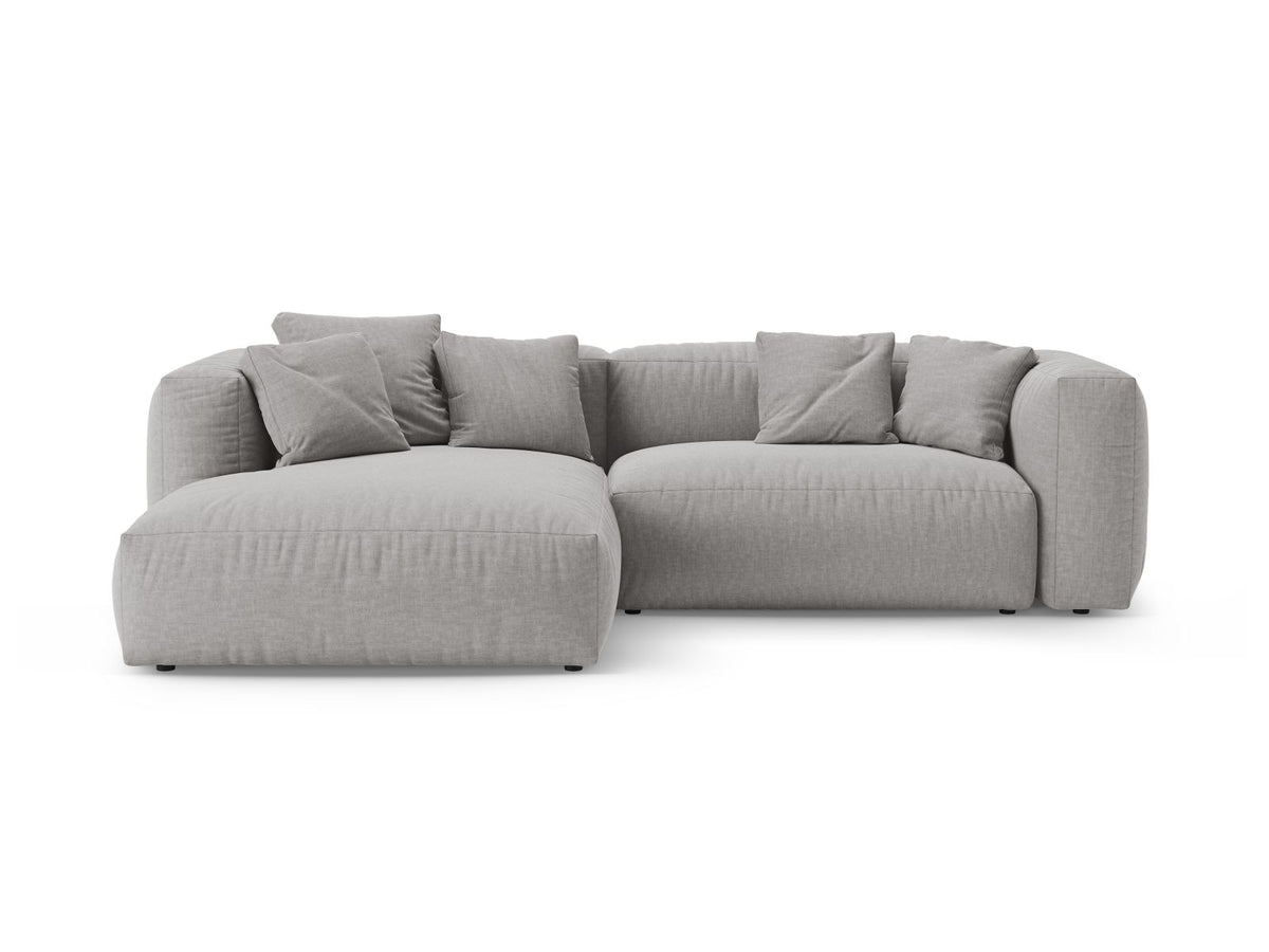 Divano Angolare Sinistro con Funzione Letto, "Martina", 4 Posti, 280x170x75 - Grigio Chiaro