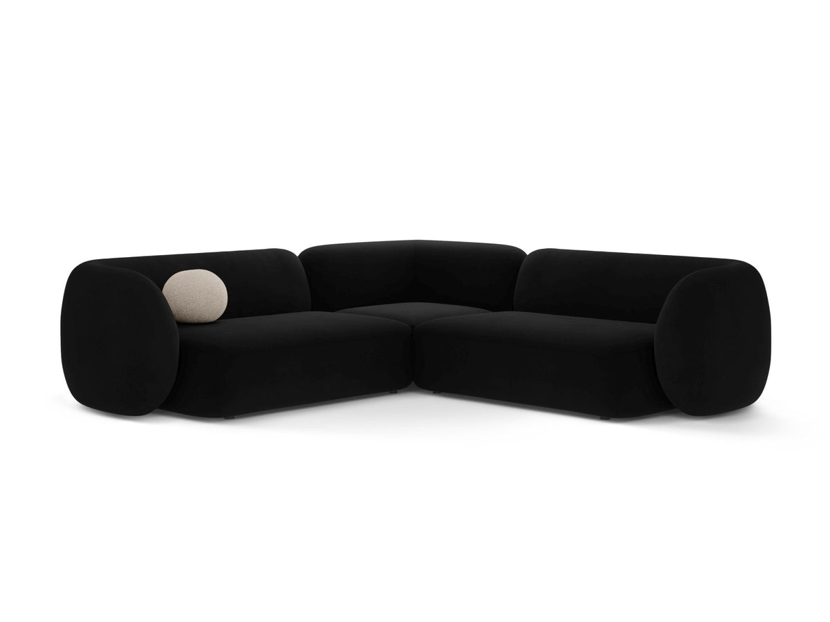 Divano Angolare Modulare Simmetrico in Velluto, "Kate", 5 Posti, 252x252x76 - Nero