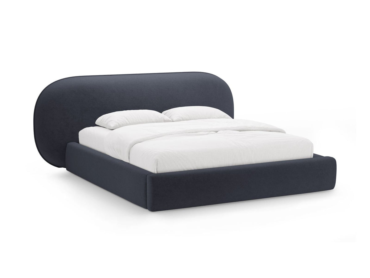 Letto con Contenitore e Testata, "Ovalo", 234x270x96 - Blu Scuro
