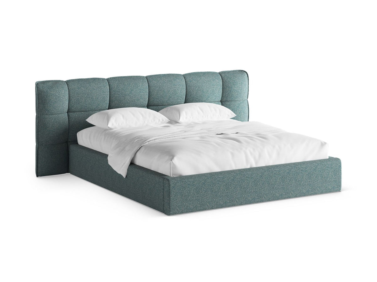Letto Contenitore con Testata Eric Gambe plastica nera - Blu Mélange 160x200