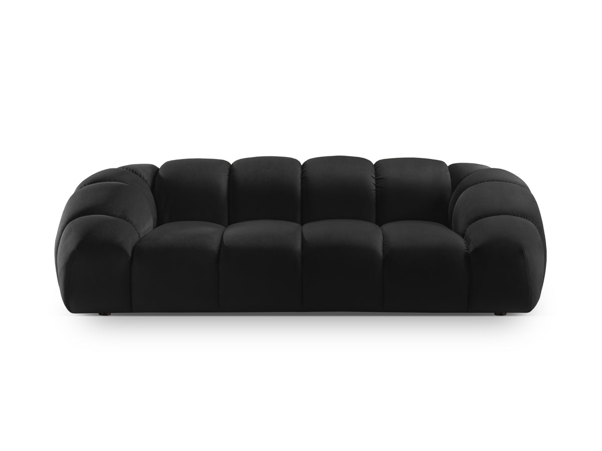 Divano in Velluto, "Diana", 3 Posti, 234x114x72 - Nero