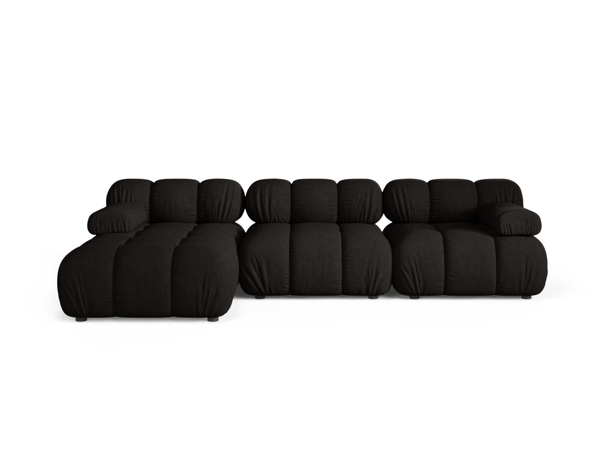 Divano Angolare Modulare Sinistro, "Bellis", 4 Posti, 282x155x70 - Nero