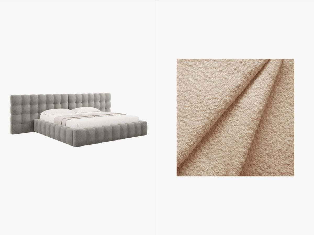 Letto Contenitore con Testata Doppia Mamaia - Beige 180x200