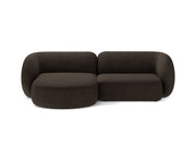 Divano Angolare Modulare Sinistro in Bouclé, "Kate", 2 Posti, 255x176x76 - Marrone