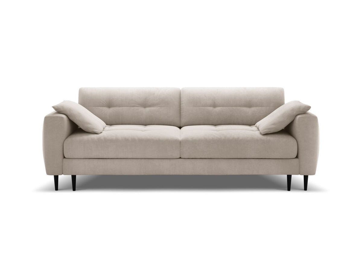 Divano Letto con Contenitore in Velluto, "Bemy", 3 Posti, 242x110x92 - Beige