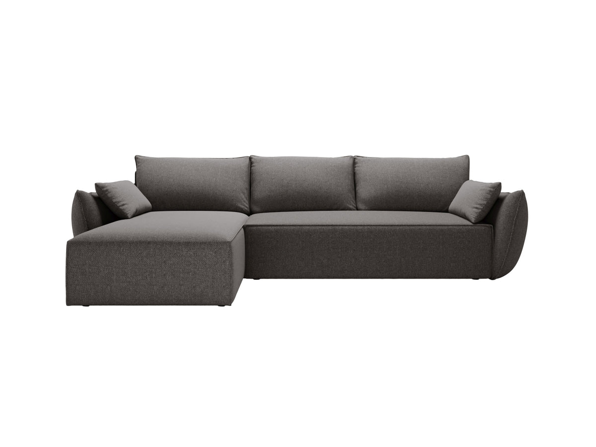 Divano Angolare Sinistro Letto con Contenitore, "Kaelle", 4 Posti, 252x165x87 - Nero