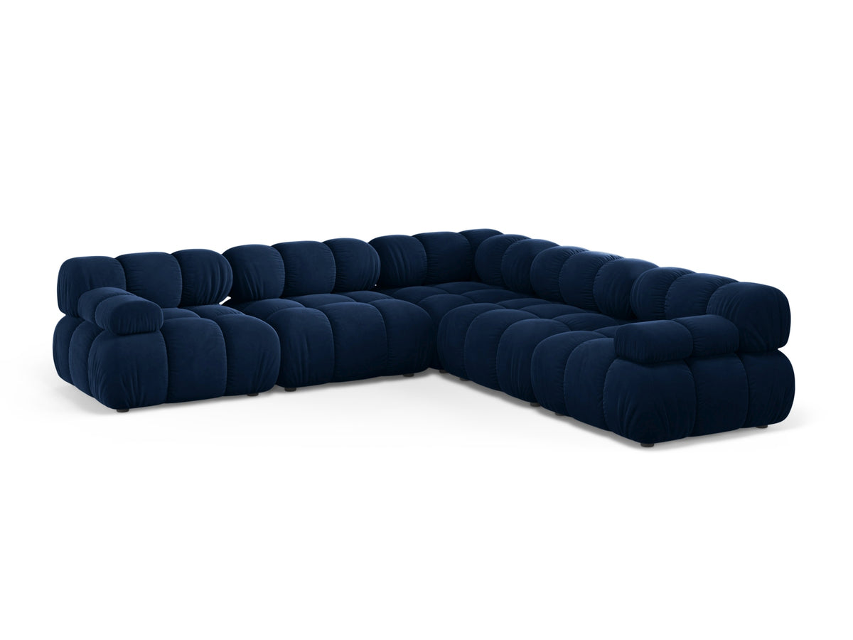 Divano Angolare Simmetrico in Velluto, "Bellis", 5 Posti, 282x282x70 - Blu Royal