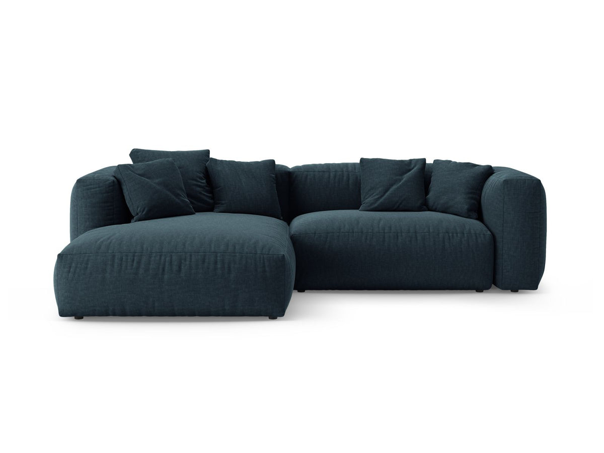 Divano Angolare Sinistro con Funzione Letto, "Martina", 4 Posti, 280x170x75 - Blu Jeans