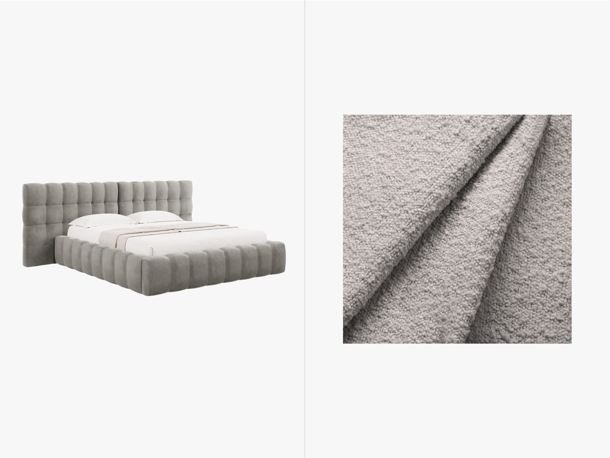 Letto Contenitore con Testata Doppia Mamaia - Grigio Chiaro 160x200