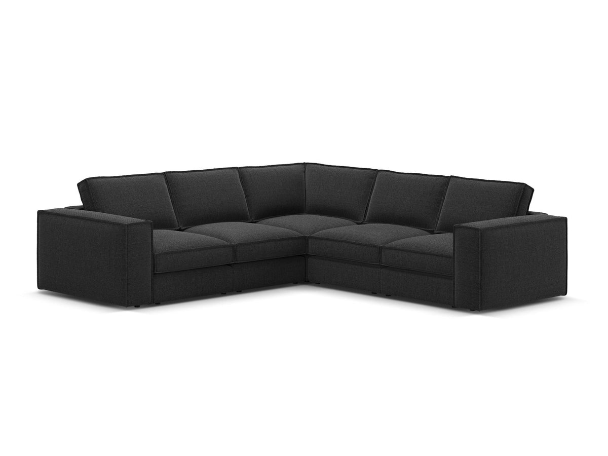 Divano Angolare Modulare Simmetrico, "Pola", 4 Posti, 284x284x88 - Nero