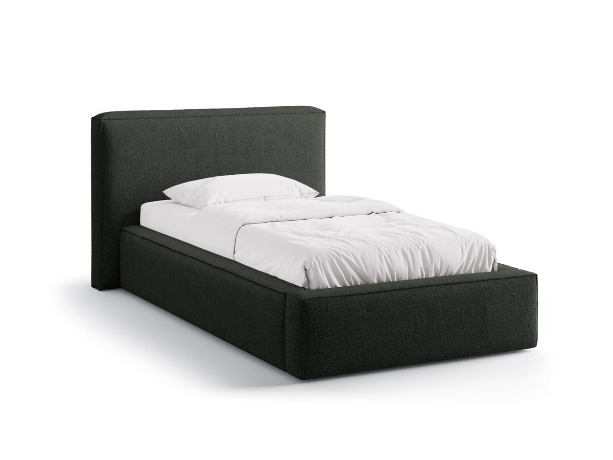 Letto con Contenitore e Testata, "Jodie", 223x136x95 - Nero