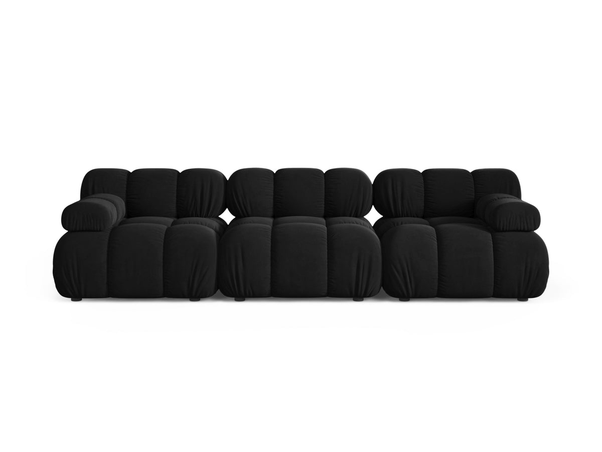 Divano Modulare in Velluto, "Bellis", 3 Posti, 282x94x70 - Nero