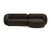 Divano Angolare Modulare Destro in Bouclé, "Kate", 3 Posti, 285x176x76 - Marrone