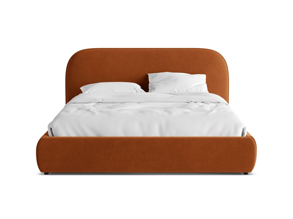 Letto con Contenitore e Testata in Velluto, "Murada", 226x233x100 - Terracotta