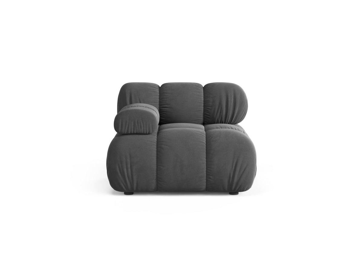 Modulo Sinistro in Velluto, "Bellis", 1 Posto, 94x94x70 - Grigio