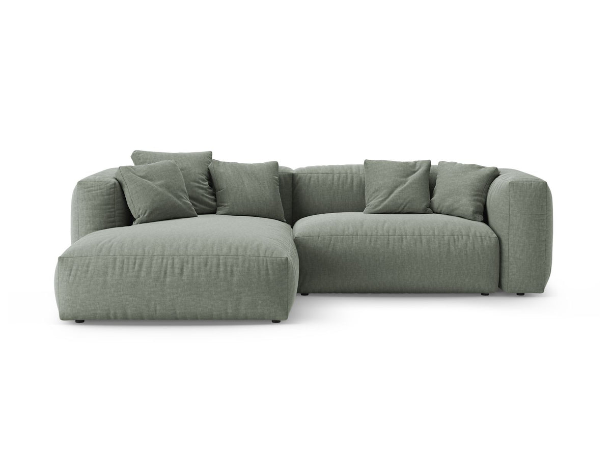 Divano Angolare Sinistro con Funzione Letto, "Martina", 4 Posti, 280x170x75 - Verde Muschio
