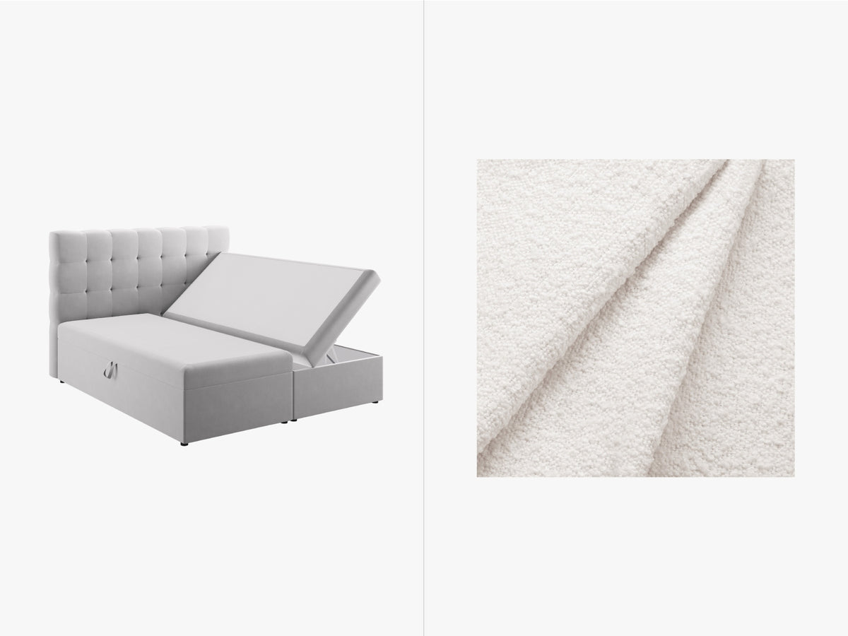 Letto Boxspring con Testata, Materasso e Topper Mamaia - Bianco 180x200