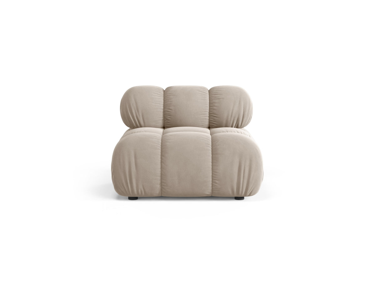 Modulo senza Braccioli in Velluto, "Bellis", 1 Posto, 94x94x70 - Beige Scuro