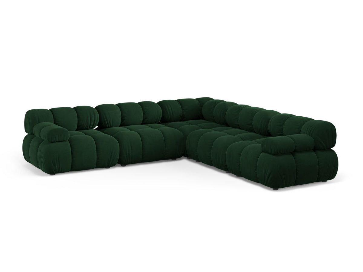 Divano Angolare Simmetrico in Velluto, "Bellis", 5 Posti, 282x282x70 - Verde Bottiglia
