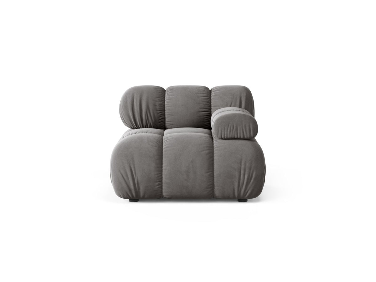 Modulo Destro in Velluto, "Bellis", 1 Posto, 94x94x70 - Grigio Chiaro