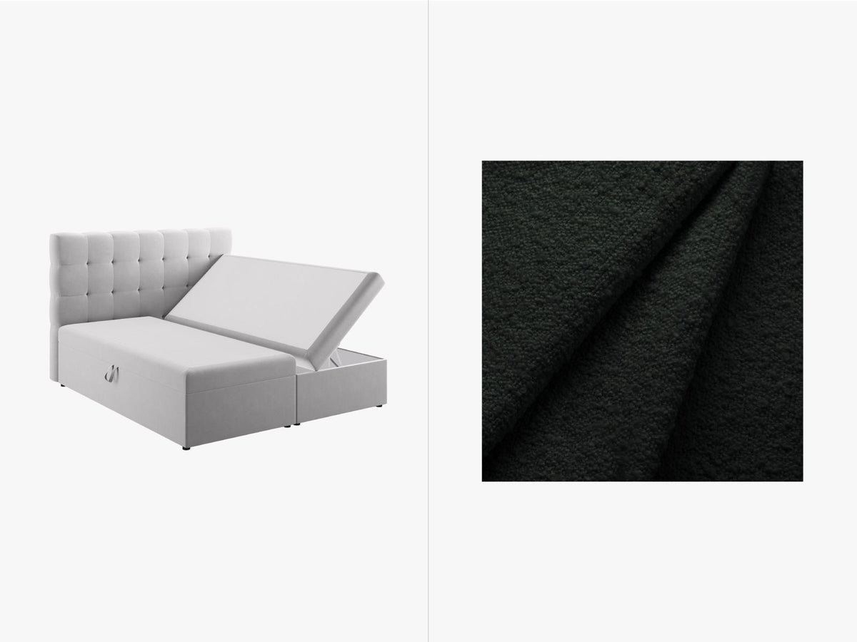 Letto Boxspring con Testata, Materasso e Topper Mamaia - Nero 160x200