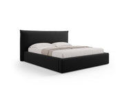 Letto con Contenitore e Testata in Velluto, "Kaelle", 223x220x111 - Nero
