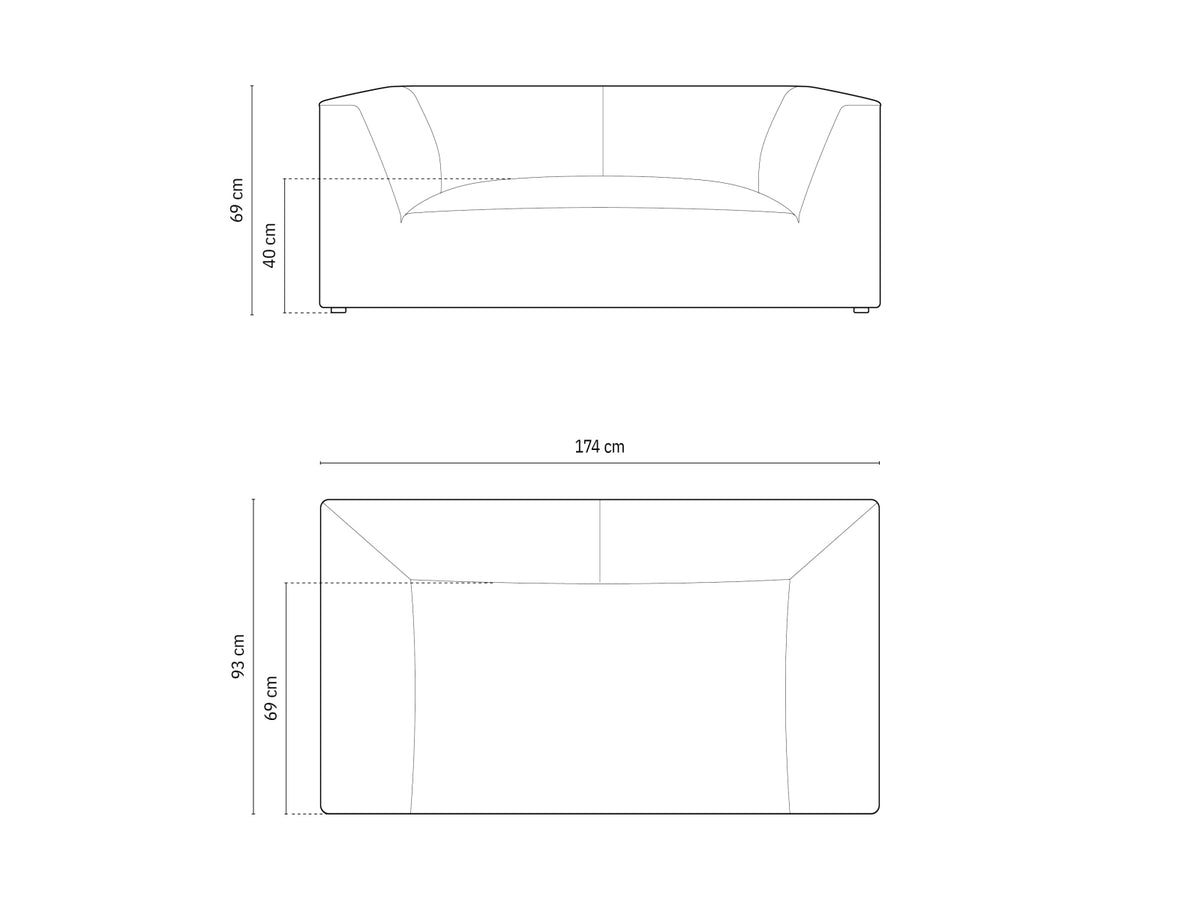 Divano Ruby, 2 Posti, 93x174x69