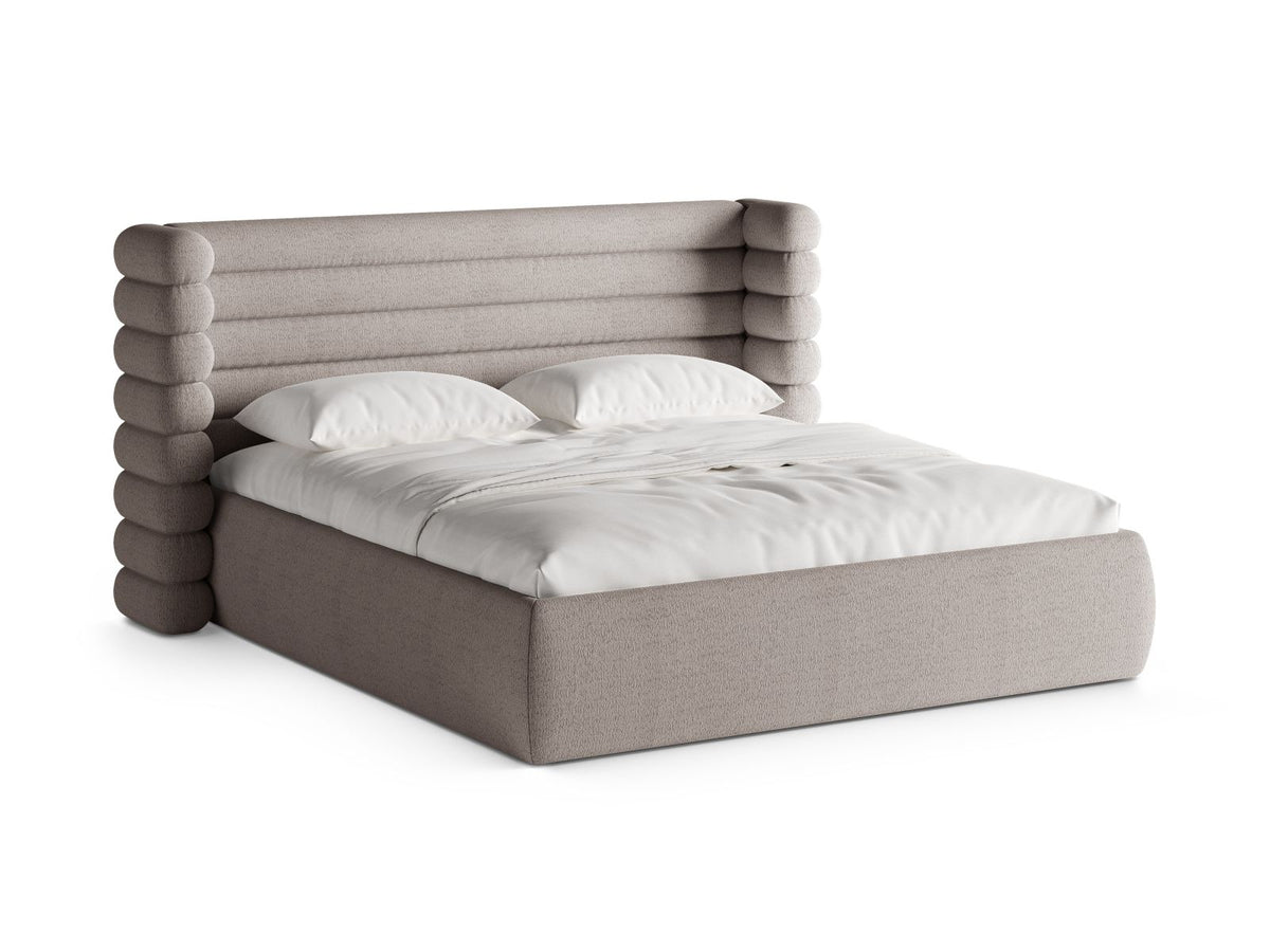 Letto con Contenitore e Testata, "Mount", 228x196x120 - Grigio Caldo