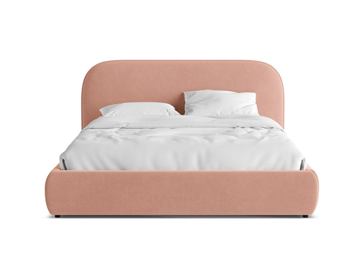 Letto con Contenitore e Testata in Velluto, "Murada", 226x233x100 - Rosa